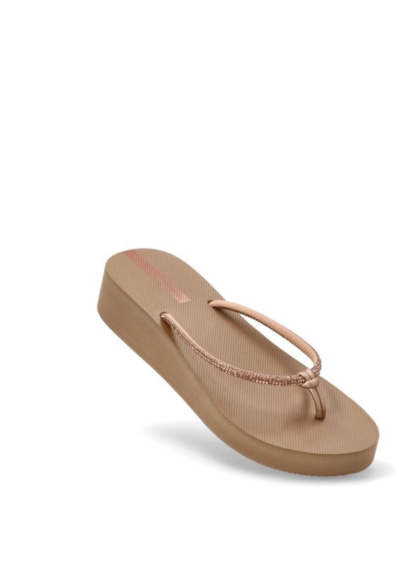 Chanclas sandalias playa de mujer ETIKA c-10102 beige goma cuña media
