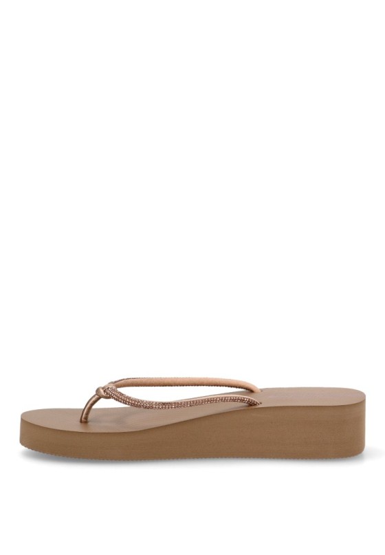 Chanclas sandalias playa de mujer ETIKA c-10102 beige goma cuña media