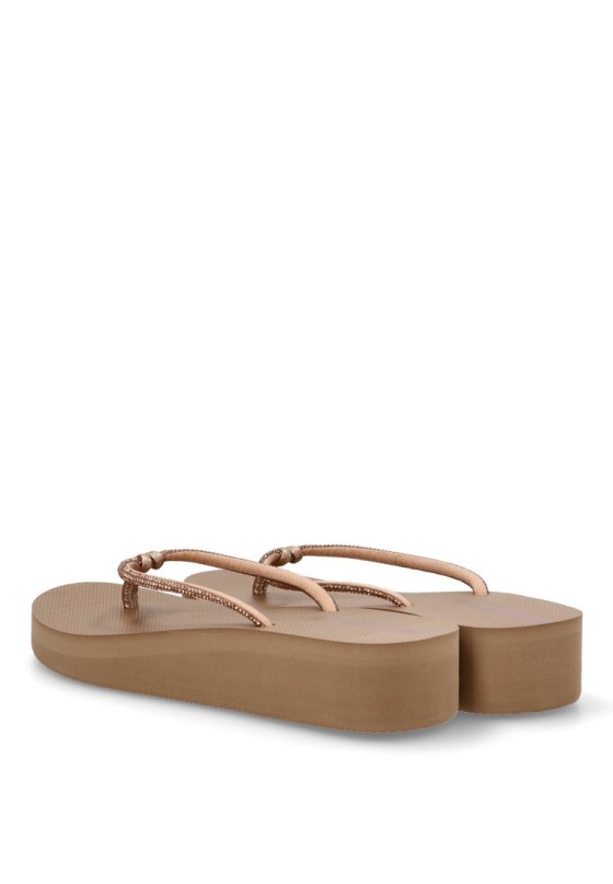 Chanclas sandalias playa de mujer ETIKA c-10102 beige goma cuña media