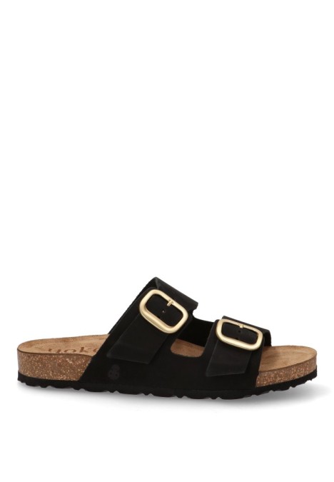Sandalia de mujer YOKONO jerba-700 negro piel suela plana