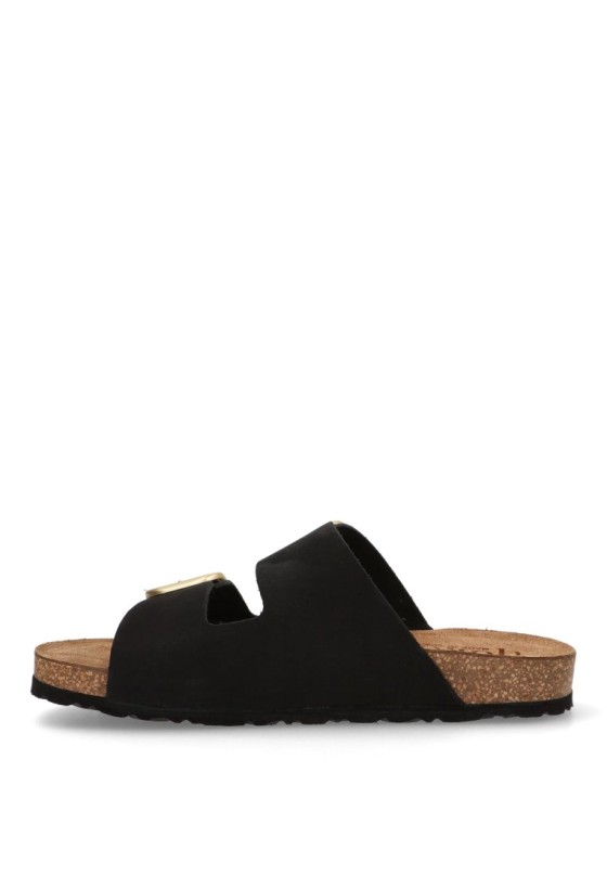 Sandalia de mujer YOKONO jerba-700 negro piel suela plana