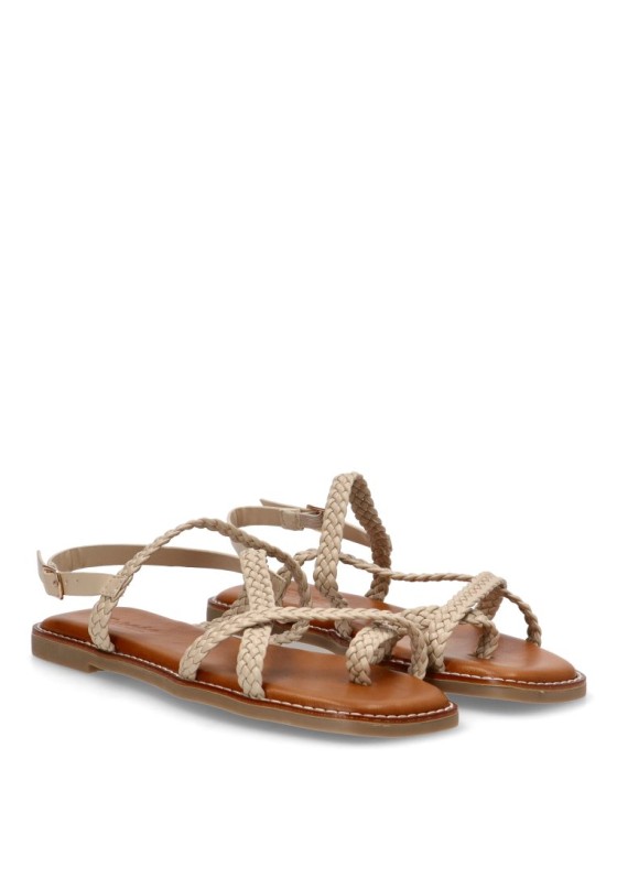 Sandalia de mujer SORAIA gz1u4 beige sintetico suela plana