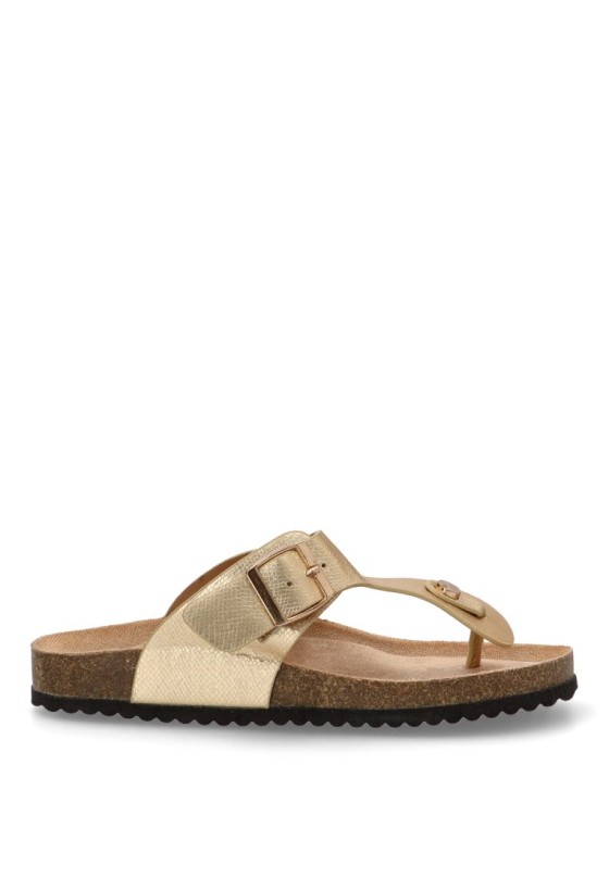 Sandalia de mujer Luna Collection n1ay-1618 oro sintetico suela plana