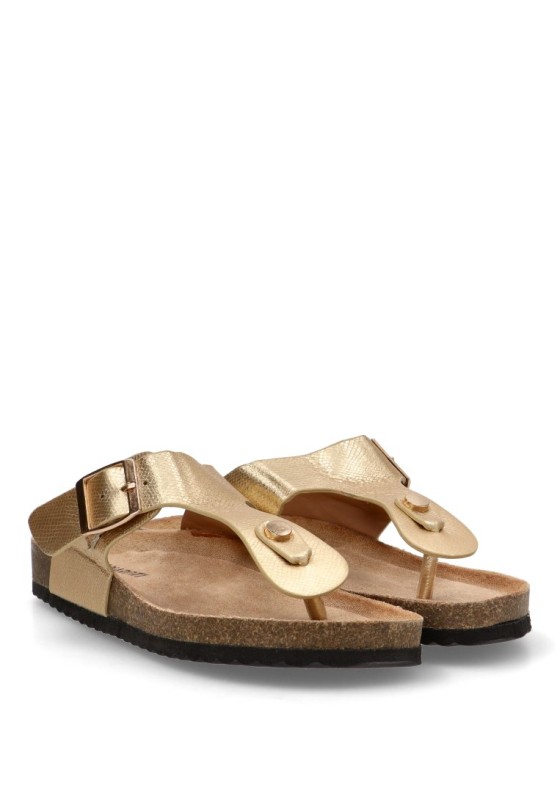 Sandalia de mujer Luna Collection n1ay-1618 oro sintetico suela plana