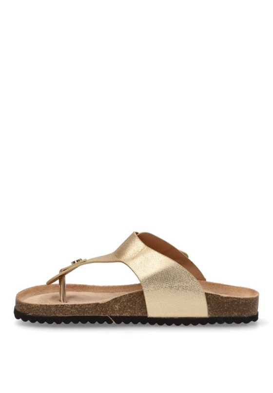 Sandalia de mujer Luna Collection n1ay-1618 oro sintetico suela plana