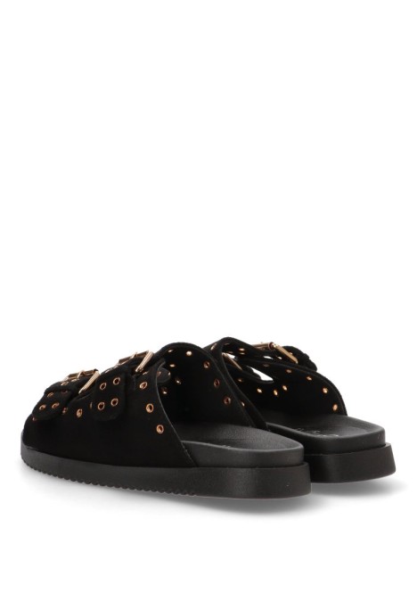 Sandalia de mujer STAY 64-2490 negro sintetico suela plana