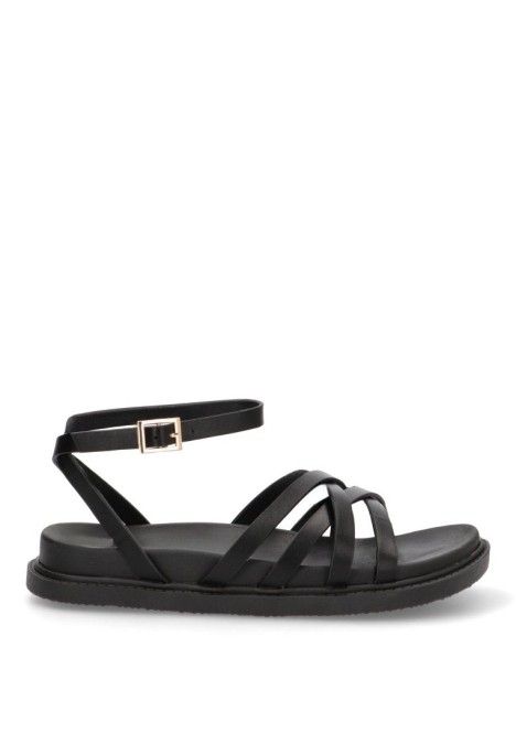 Sandalia de mujer TINAS 5383 negro sintetico suela plana