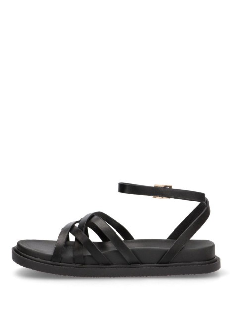 Sandalia de mujer TINAS 5383 negro sintetico suela plana