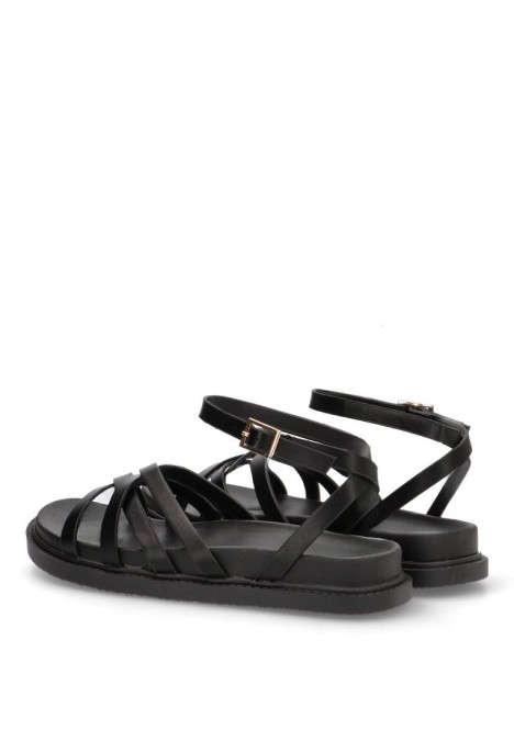 Sandalia de mujer TINAS 5383 negro sintetico suela plana