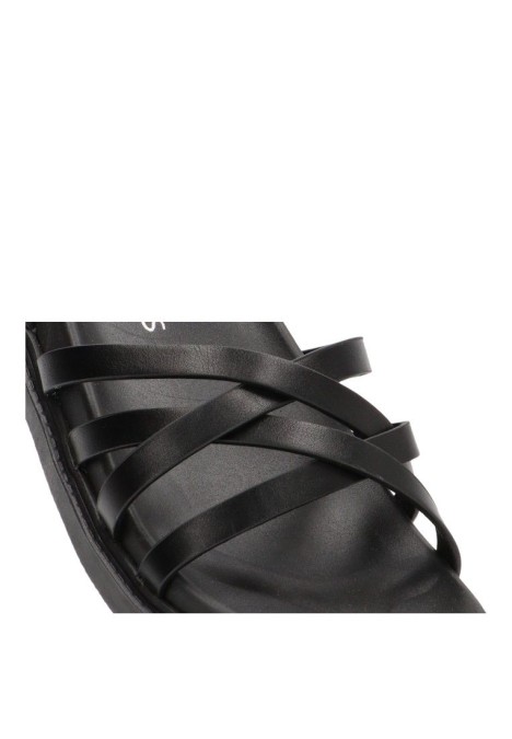 Sandalia de mujer TINAS 5383 negro sintetico suela plana