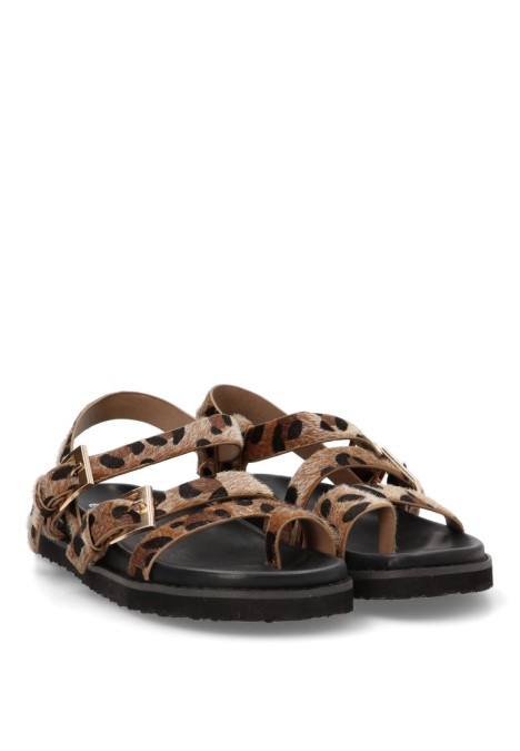 Sandalia de mujer TINAS 5385 leopardo sintetico suela plana