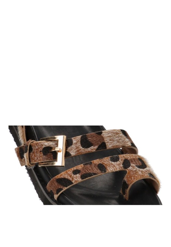 Sandalia de mujer TINAS 5385 leopardo sintetico suela plana