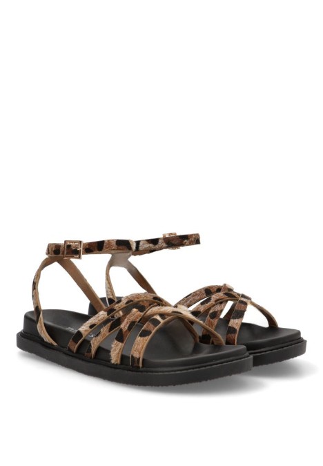 Sandalia de mujer TINAS 5383 leopardo sintetico suela plana