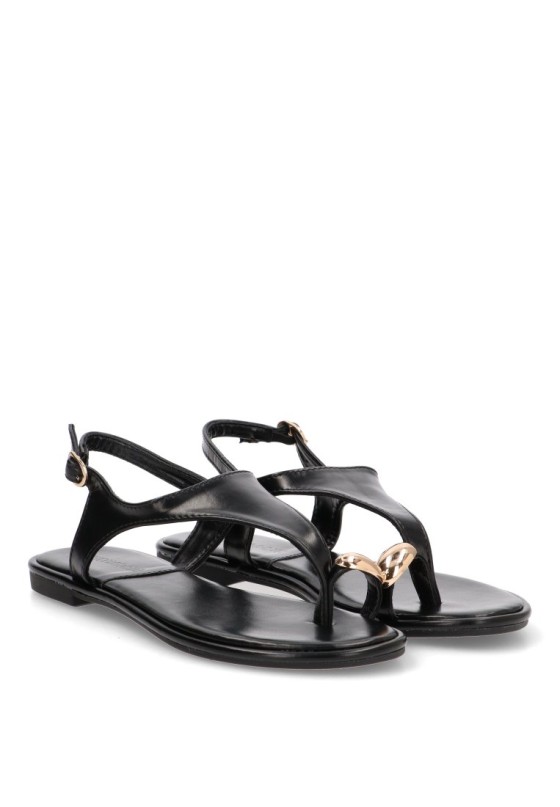 Sandalia de mujer Luna Collection bp-5277 negro sintetico suela plana