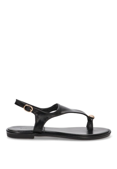 Sandalia de mujer Luna Collection bp-5277 negro sintetico suela plana
