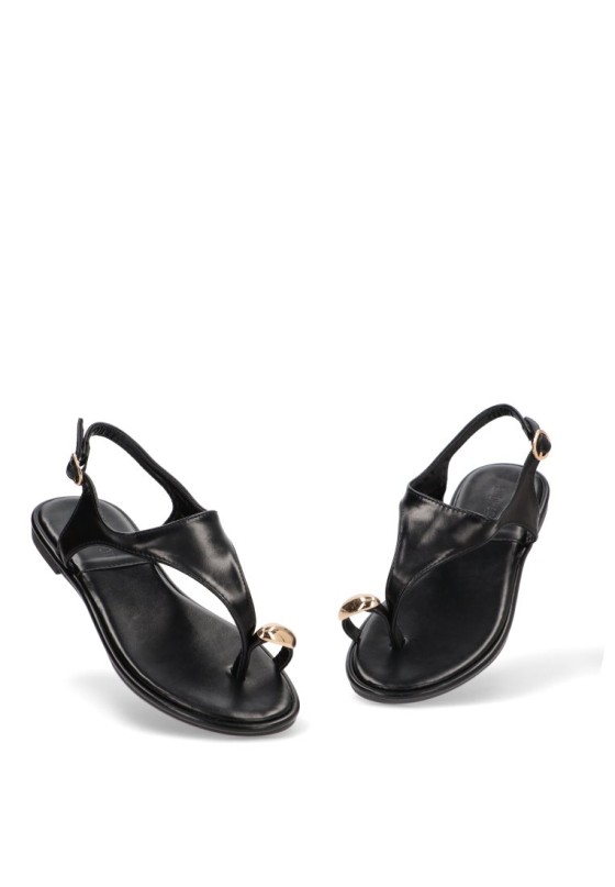 Sandalia de mujer Luna Collection bp-5277 negro sintetico suela plana