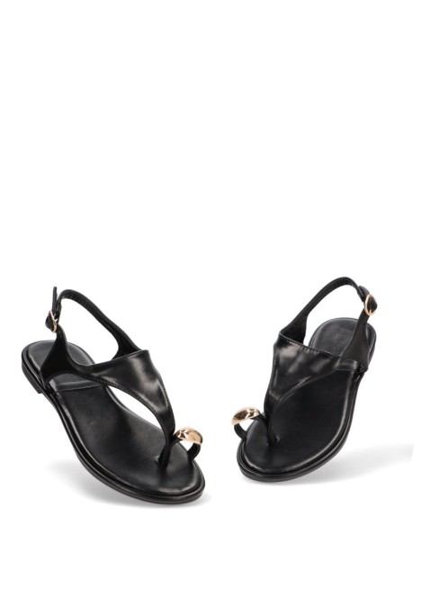 Sandalia de mujer Luna Collection bp-5277 negro sintetico suela plana