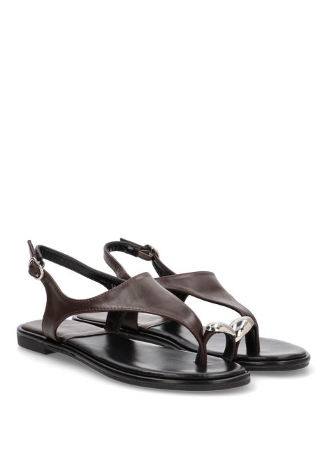 Sandalia de mujer Luna Collection bp-5277 marron sintetico suela plana
