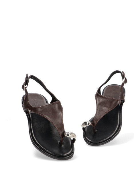 Sandalia de mujer Luna Collection bp-5277 marron sintetico suela plana