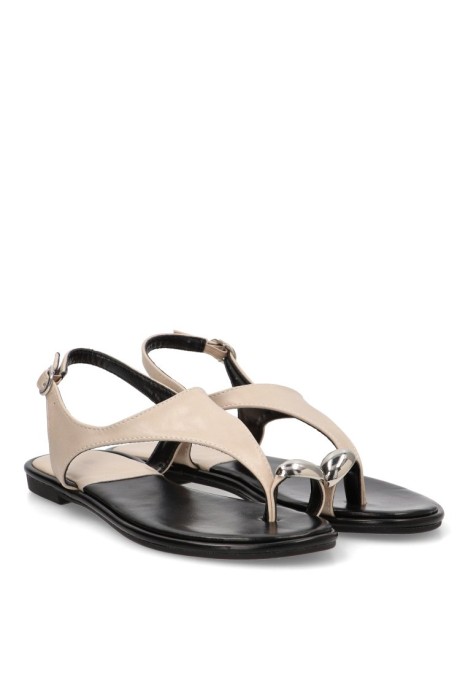 Sandalia de mujer Luna Collection bp-5277 beige sintetico suela plana