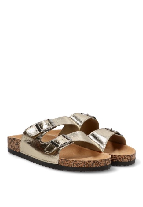 Sandalia de mujer Luna Collection 27-377 platino sintetico suela plana