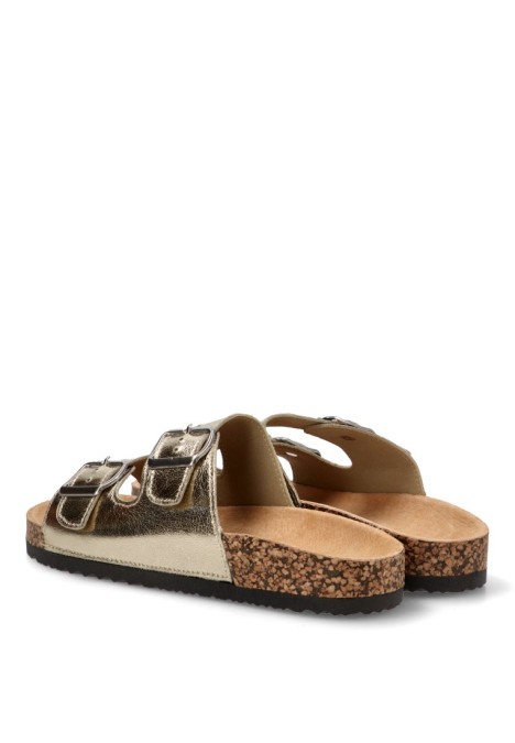 Sandalia de mujer Luna Collection 27-377 platino sintetico suela plana