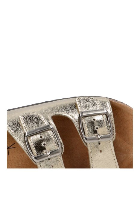 Sandalia de mujer Luna Collection 27-377 platino sintetico suela plana