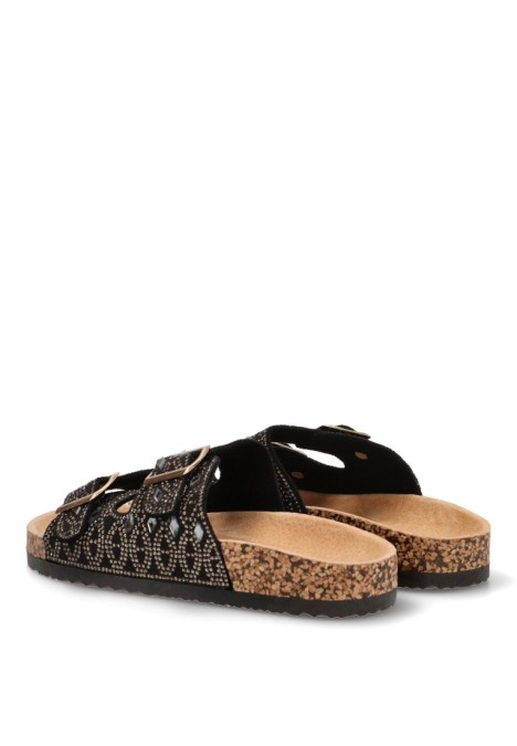 Sandalia de mujer Luna Collection 27-2531 negro sintetico suela plana