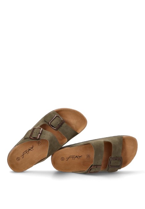 Sandalia de hombre Luna Collection 27-2012c kakhi sintetico suela plana