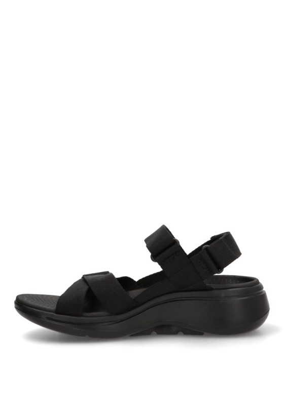 Sandalia de mujer SKECHERS 140808 negro textil  suela plana