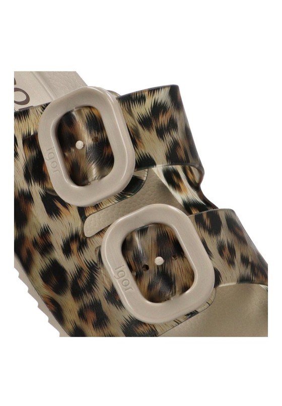 Chanclas sandalias playa de mujer IGOR habana leo beige goma suela plana