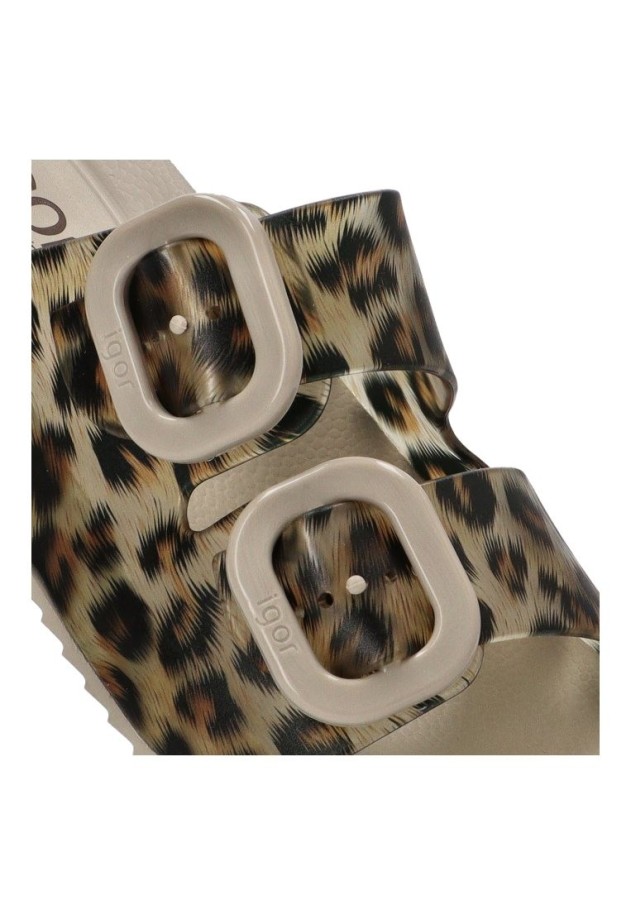 Chanclas sandalias playa de mujer IGOR habana leo beige goma suela plana