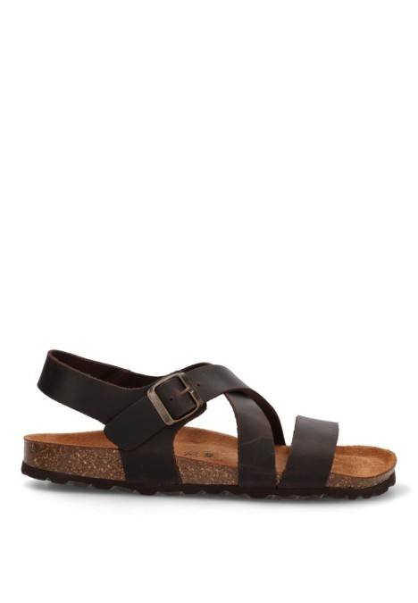 Sandalia de hombre AUTENTI 7446 marron piel suela plana