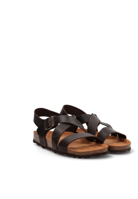 Sandalia de hombre AUTENTI 7446 marron piel suela plana