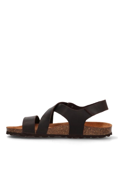 Sandalia de hombre AUTENTI 7446 marron piel suela plana