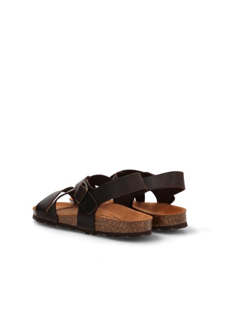 Sandalia de hombre AUTENTI 7446 marron piel suela plana