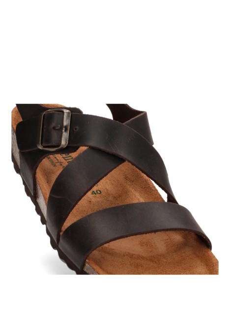 Sandalia de hombre AUTENTI 7446 marron piel suela plana
