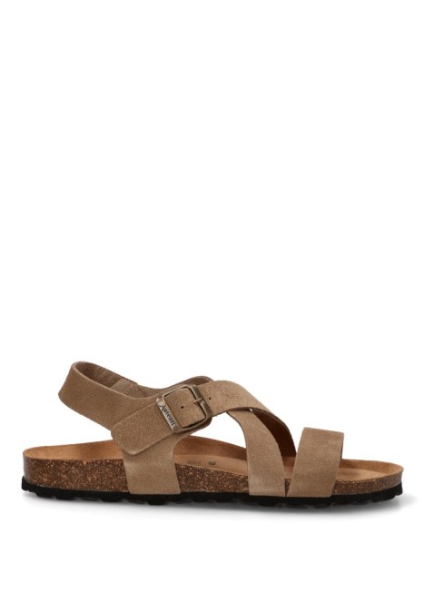 Sandalia de hombre AUTENTI 7446 beige piel suela plana