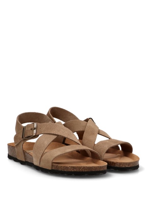 Sandalia de hombre AUTENTI 7446 beige piel suela plana