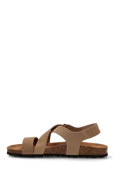 Sandalia de hombre AUTENTI 7446 beige piel suela plana