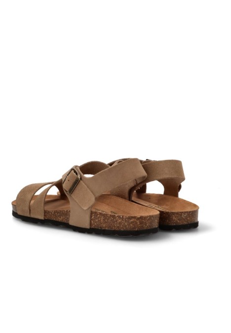 Sandalia de hombre AUTENTI 7446 beige piel suela plana