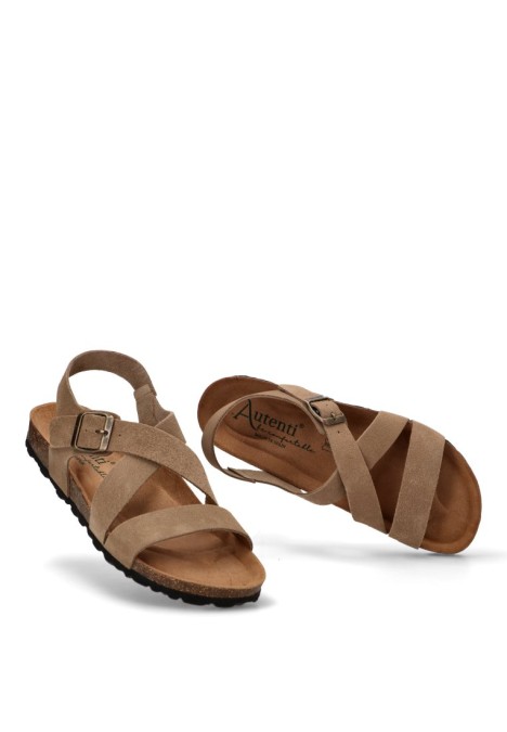 Sandalia de hombre AUTENTI 7446 beige piel suela plana