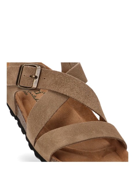 Sandalia de hombre AUTENTI 7446 beige piel suela plana