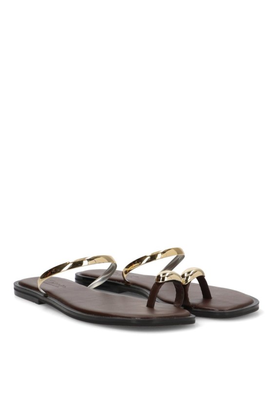 Sandalia de mujer SORAIA gz-2a015 marron sintetico suela plana