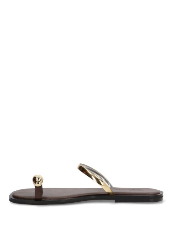 Sandalia de mujer SORAIA gz-2a015 marron sintetico suela plana