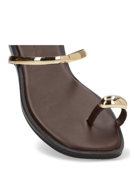 Sandalia de mujer SORAIA gz-2a015 marron sintetico suela plana