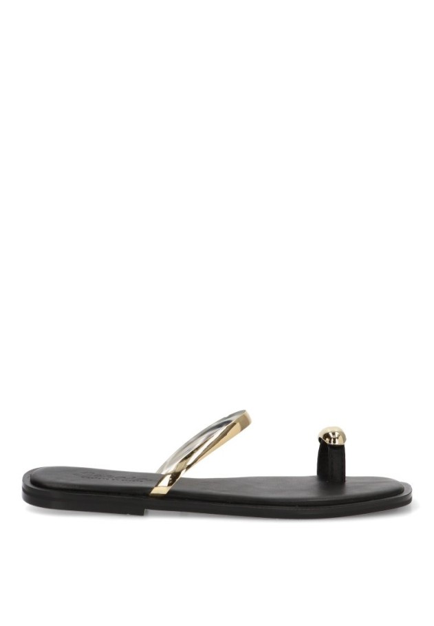 Sandalia de mujer SORAIA gz-2a015 negro sintetico suela plana