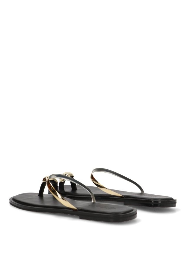 Sandalia de mujer SORAIA gz-2a015 negro sintetico suela plana