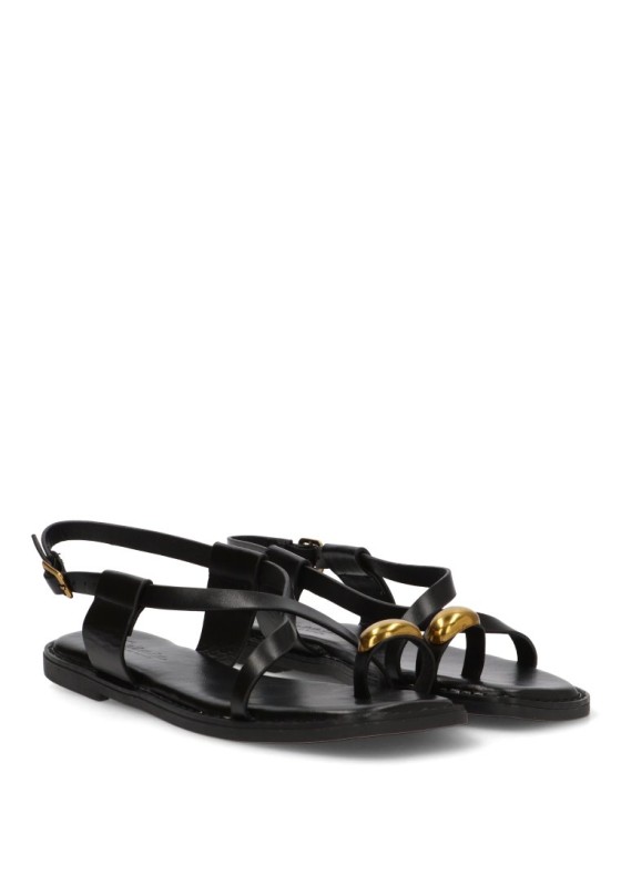 Sandalia de mujer SORAIA gz-1u42 negro sintetico suela plana