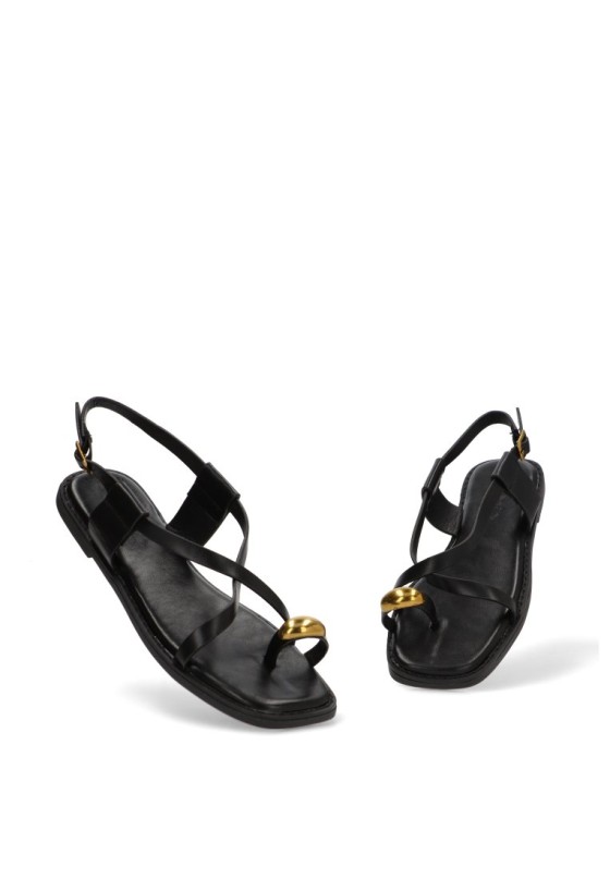 Sandalia de mujer SORAIA gz-1u42 negro sintetico suela plana